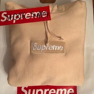 Supreme peach box logo hoodie
